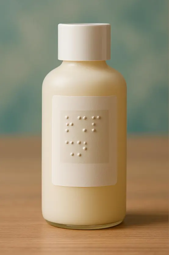 Medicine bottle with a Braille label